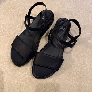 Eileen Fisher Demo Leather Ankle-Strap Sandals
